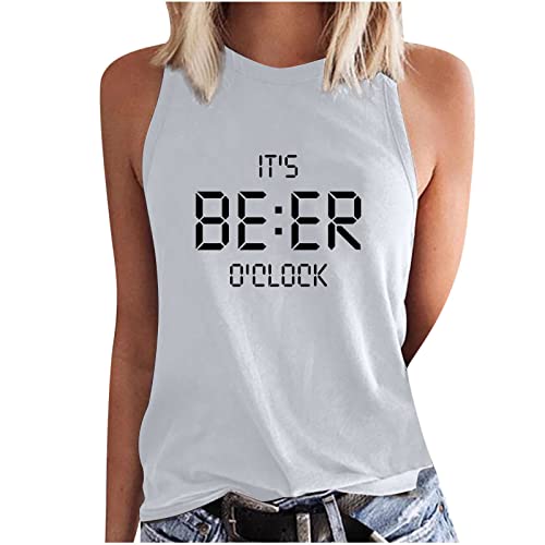 Tank Top Damen It's Beer O'CLOCK Lustiges Sprach T-Shirt Oktoberfest Ärmelloses Tanktop Mädchen Sommer Oberteile Casual Sport Loose Fit Tanktops Frauen Fun T-Shirt von yiouyisheng