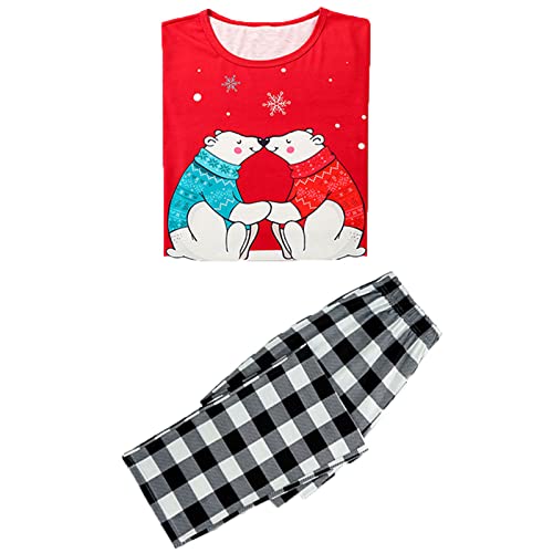 yiouyisheng Weihnachtspyjamas Damen Herren Kinder Baby Familien Schlafanzug Weihnachten Eisbär Muster Langarmshirts Karierte Freizeithosen Paare Eltern-Kind Weihnachts Pyjama Family Set Winter von yiouyisheng