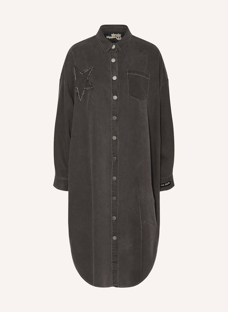 Yippie Hippie Hemdblusenkleid Mit Nieten grau von yippie hippie