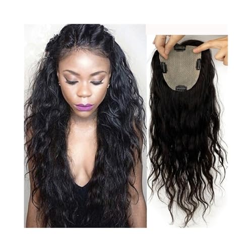 Haar-Topper Haarteile for Frauen, 20 bis 55 cm, locker gewellte Echthaarteile, natürliche Farbe, brasilianisches Haar, 15 x 16 cm, Haarteile mit Schweizer Spitze als Basis, for mehr Haarvolumen Haarte von yixinzi-2024
