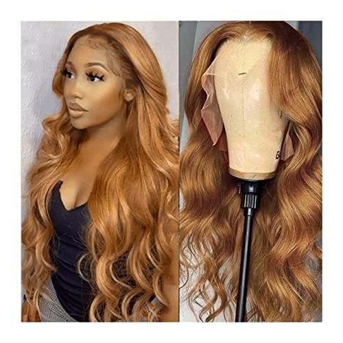 Perücke Ginger Brow Body Wave Wig 20-30 "Long Wave Synthetic T Part Lace Front Perücken for Frauen Glueless Pre Plugged Hairline Natural Heat Resistant Fiber Wig Frauen Perücken (Size : 13X1 T Part L von yixinzi-2024