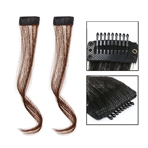 Pony Long Side Air Bangs, 2pcs 30/35CM Front Side Bangs Wellig Curly Clip in Bangs Synthetic Long Dragon Bart Bangs Haarverlängerungen for Frauen Pony Haarspange (Color : 2-30, Size : 30cm 3g) von yixinzi-2024