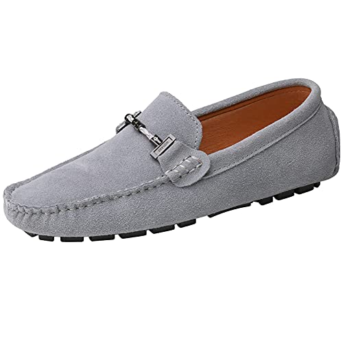 yldsgs Flache Loafer für Herren Wildleder Schlupfschuh Kleid Fahren Mokassins Casual Bootsschuhe, GRAU, 43 EU von yldsgs