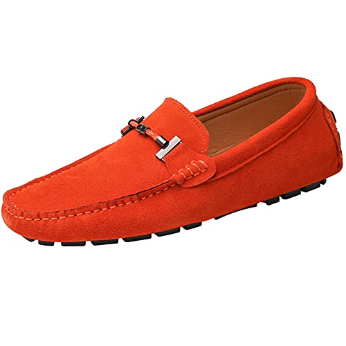 yldsgs Flache Loafer für Herren Wildleder Schlupfschuh Kleid Fahren Mokassins Casual Bootsschuhe, Orange/Abendrot im Zickzackmuster (Sunset Chevron), 44.5 EU von yldsgs