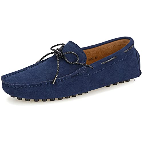 yldsgs Slip-on Loafer für Herren Flache Fliege Wildleder Kleid Fahren Mokassins Casual Bootsschuhe, Blau, 43 EU von yldsgs