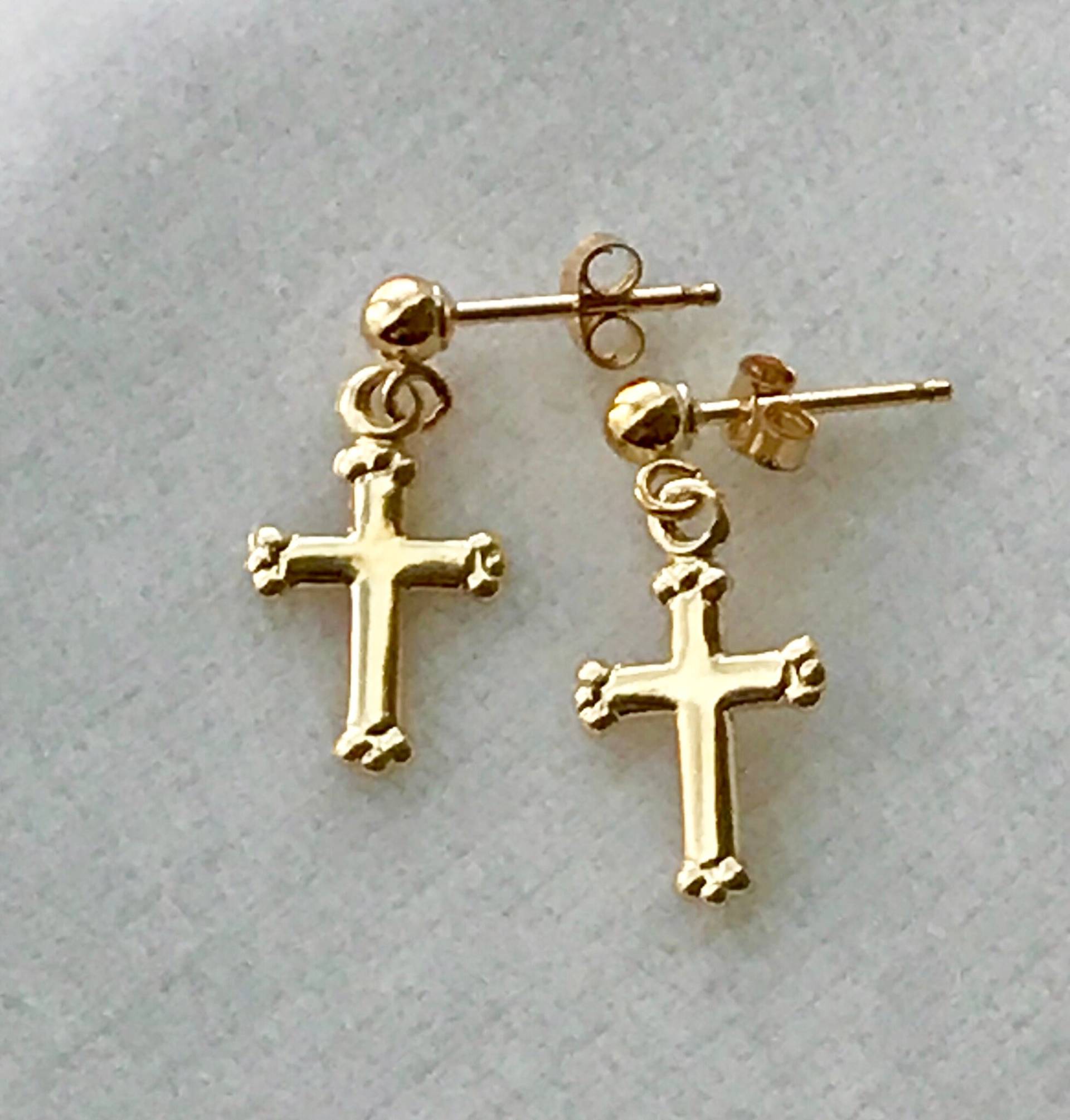 14Kt Gold Filled Kreuz Ohrringe, Kleines Taufe, Erste Kommunion Konfirmation von ymcjewelry