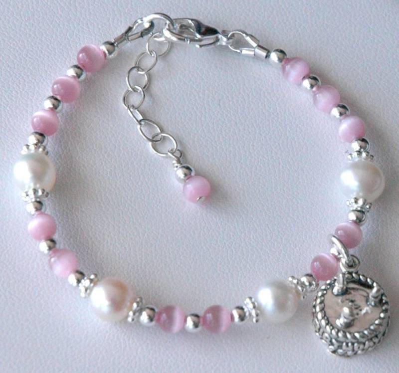 Alles Gute Zum Geburtstag Armband, Süßwasserperle Und Katzenauge Kinder Armband Ersten Geburtstag, Dritten von ymcjewelry