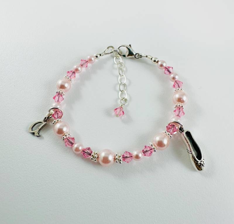 Armband Aus 925Er Silber, Ballerina Rosa Perle Slipper, Recital Armband, Spitzenschuh Ballett von ymcjewelry