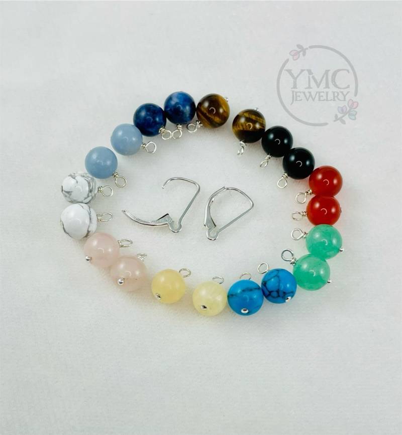 Austauschbare Silber Brisur Ohrringe-6 Paar, Edelstein Charm Ohrringe, Ohrringe, Ohrringe von ymcjewelry