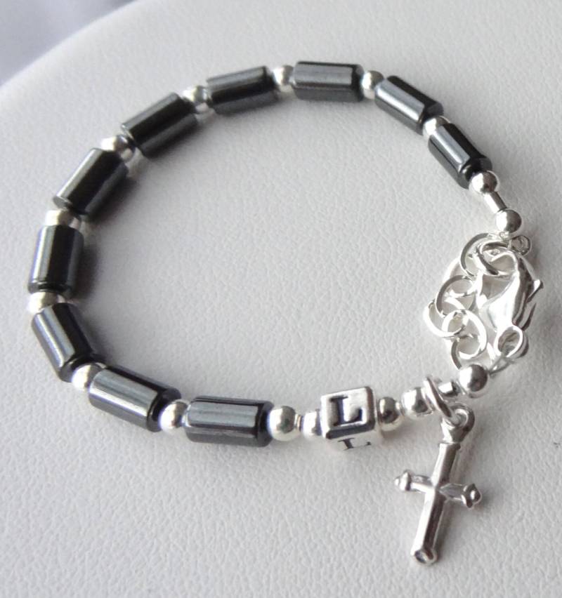 Baby Jungen Taufe Personalisiertes Rosenkranz Armband, Taufe Armband, Newborntwin Id Armbänder von ymcjewelry