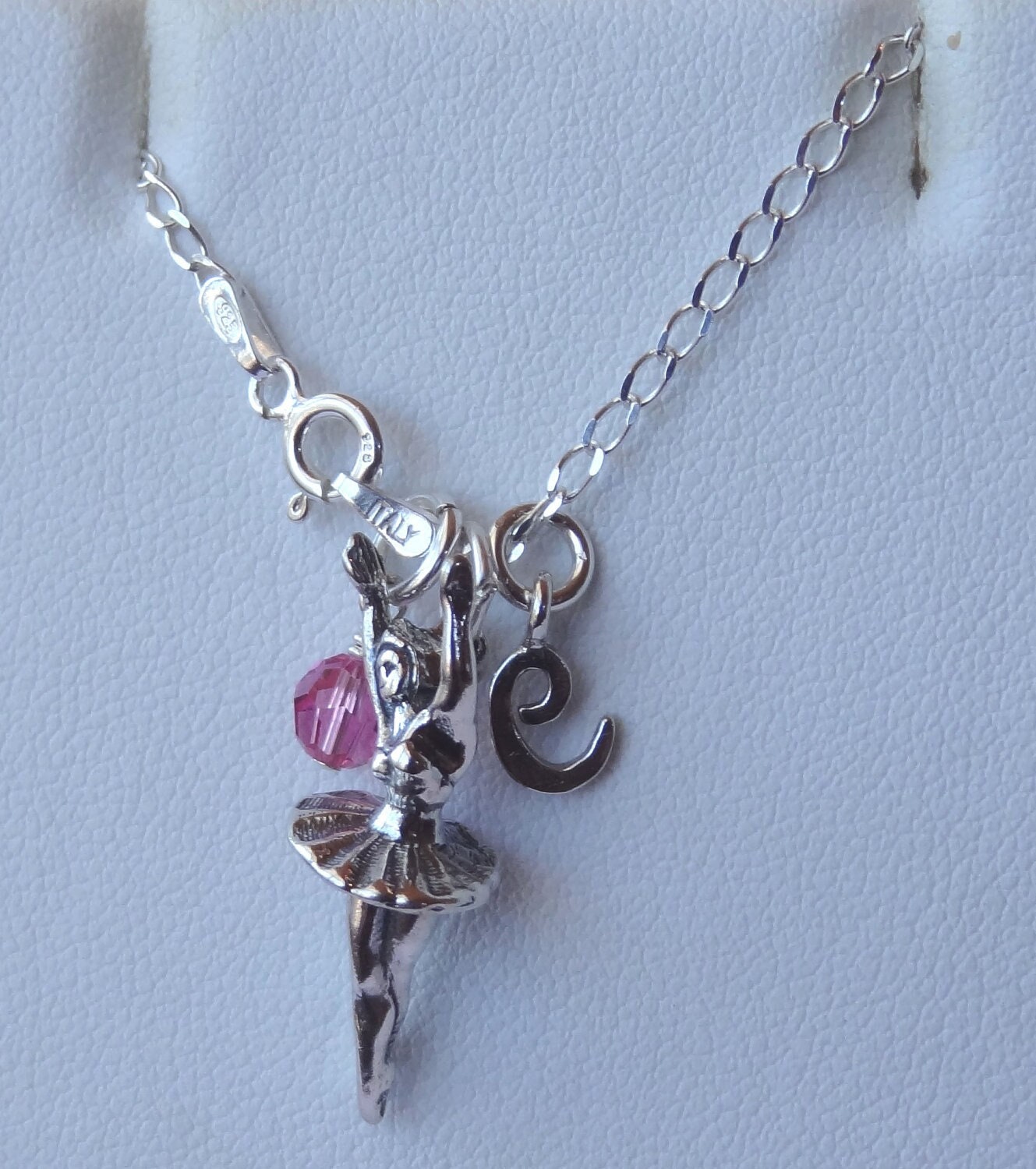 Ballerina Halskette, Ballett Recital Tanz Schmuck, Initial Birthstone Tänzerin Geschenk von ymcjewelry
