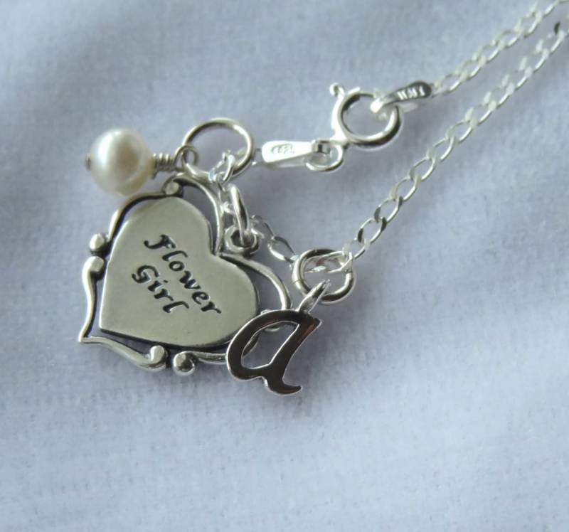 Blumenmädchen Halskette-Personalisierte Kinder Anfang Schmuck Birthstone Halskette Geschenk-Blumenmädchen Vorschlag Geschenk-Anfangsbuchstaben von ymcjewelry