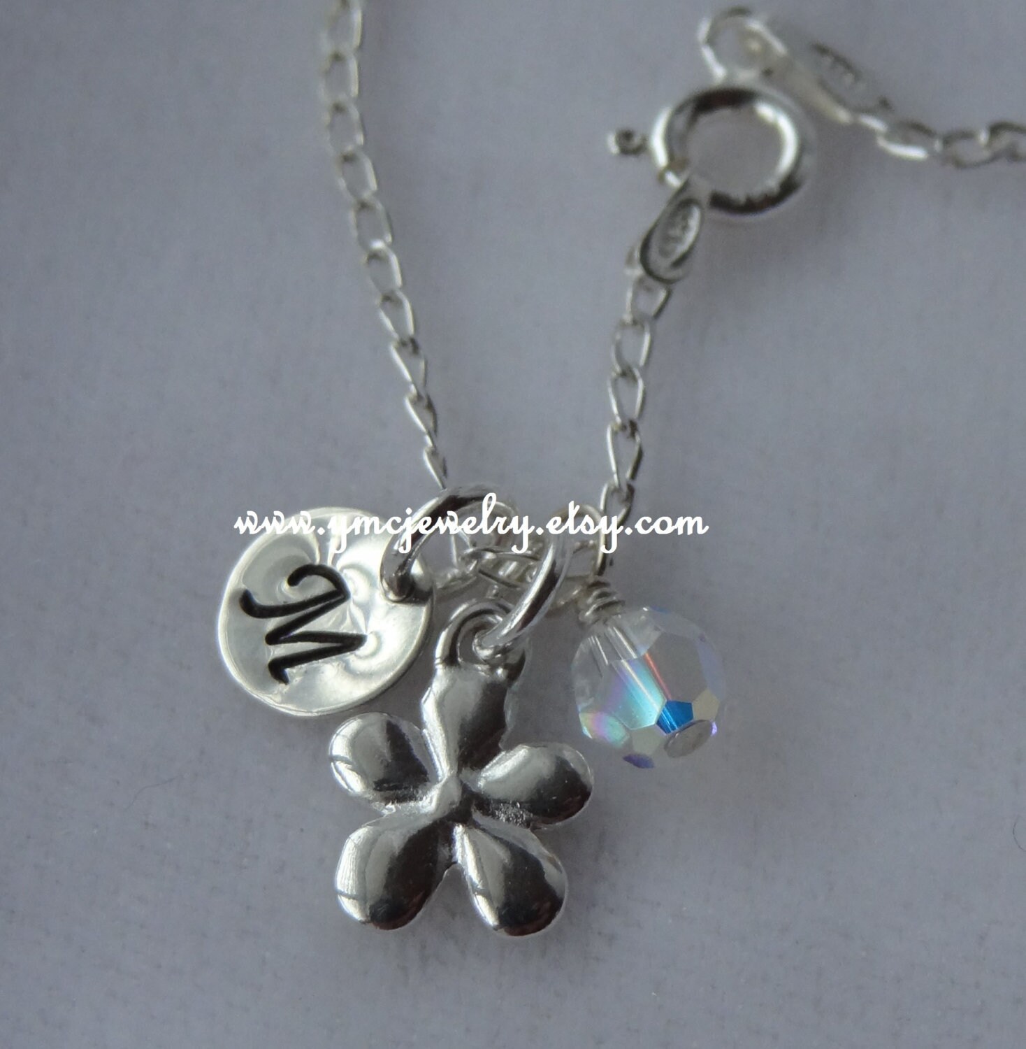 Blumenmädchen Halskette - Sterling Silber Personalisierte Blume Erste Halskette, Birthstone Personalisierter Schmuck von ymcjewelry