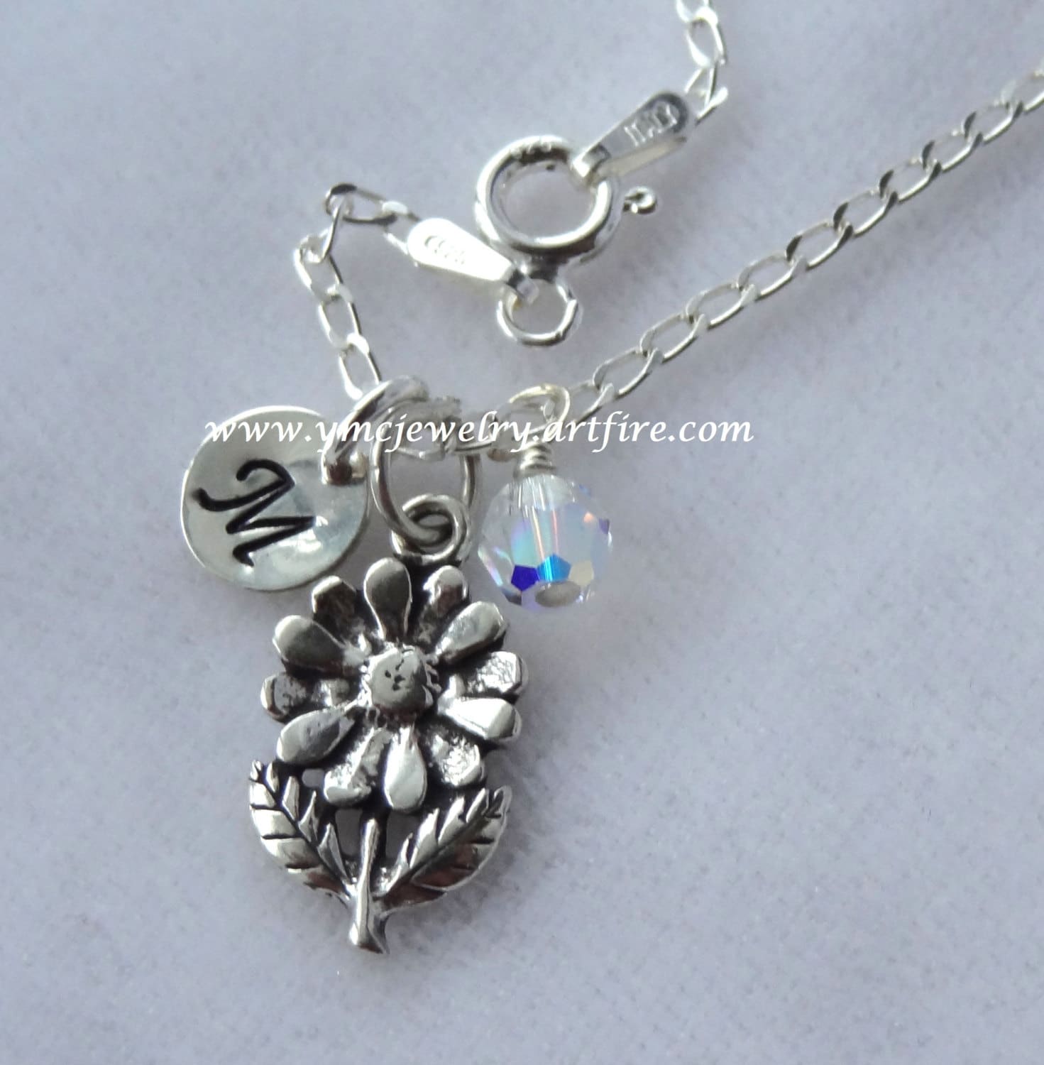 Blumenmädchen Halskette-sterling Silber Personalisierte Blume Daisy Erste Halskette, Birthstone Schmuck Für von ymcjewelry