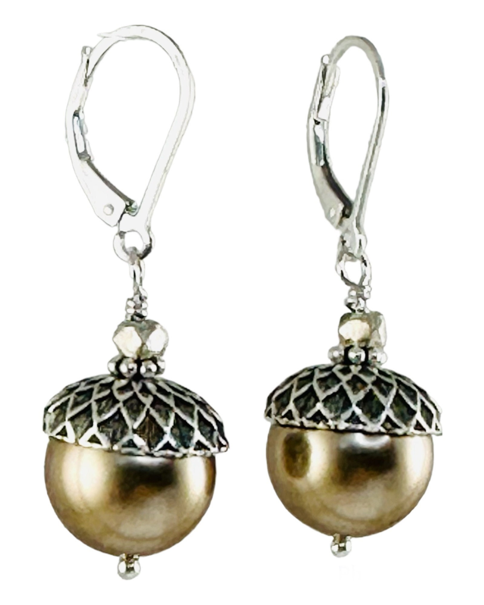 Eichel Ohrringe, Eichel Ohrringe, Kristall Perle Ohrringe, Ohrringe Mit Cabochon, Eichel Kristall Perle, Eichel Ohrringe von ymcjewelry