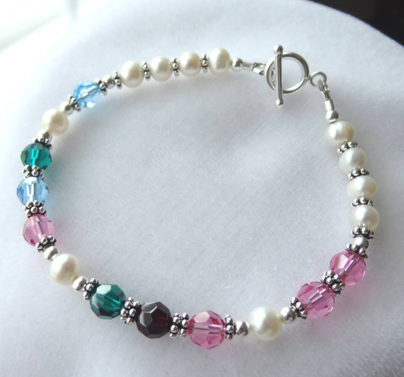 Familie Armband, Geburtsstein Und Süßwasserperle Oma Großmutter Mutter Nana Nanny Schmuck, Geschenk Für Mama von ymcjewelry