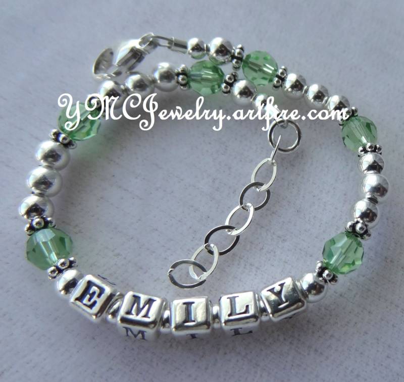 Geburtsstein Namen Armband, Baby Name Birthstone Taufe Erste Kommunion Armband Geburtsstein Namen Armband, Baby Name Birthstone Taufe Erste Kommunion Armband von ymcjewelry