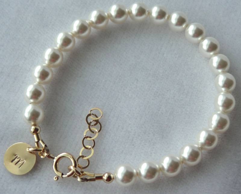 Gold Erste Perle Taufe Armband Blumenmädchen Armband, Kommunion, Konfirmation, Kreuz von ymcjewelry