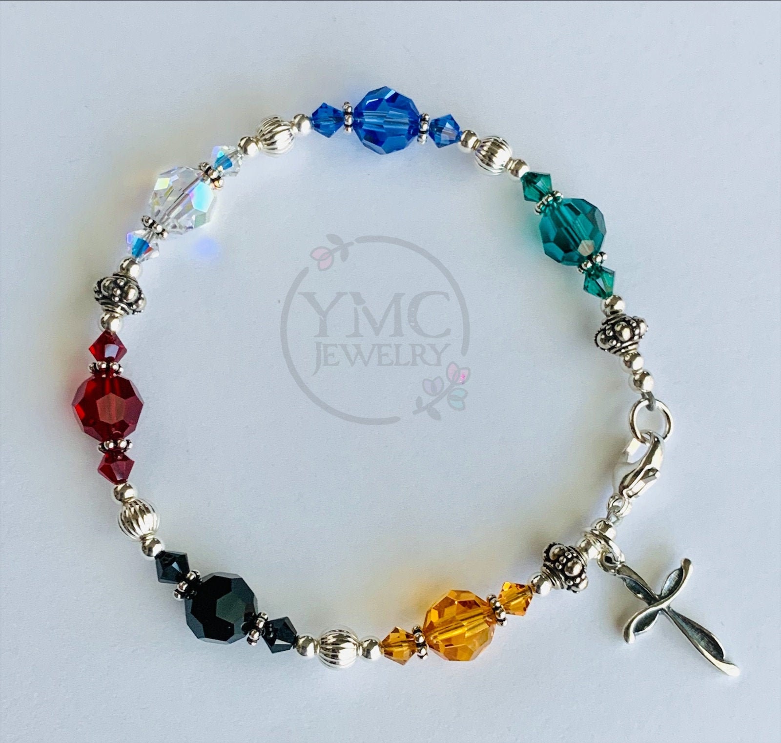 Heilsarmband, Konfirmationsarmband, Erste Kommunionarmband, Gebetsarmband, Glaubensarmband, Kreuz Buntes Prestige Kristallarmband von ymcjewelry