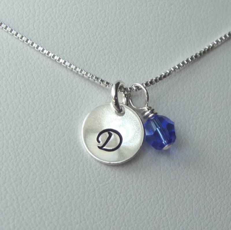 Initial Und Birthstone Halskette, Personalisierte Hand Gestempelt Schmuck Zierliche Halskette Geschenk von ymcjewelry