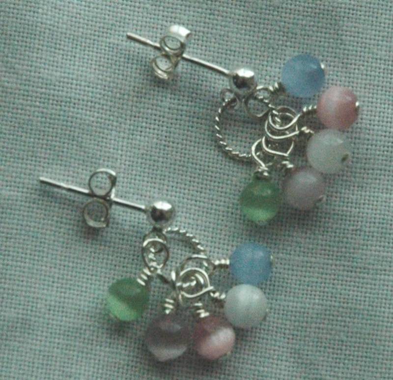 Katzenauge Multicolors Sterling Silber Ohrringe, Regenbogen Ohrstecker, Kleine Multicolor Ohrstecker, Ohrringe Für Kleine Mädchen Kleinkinder von ymcjewelry