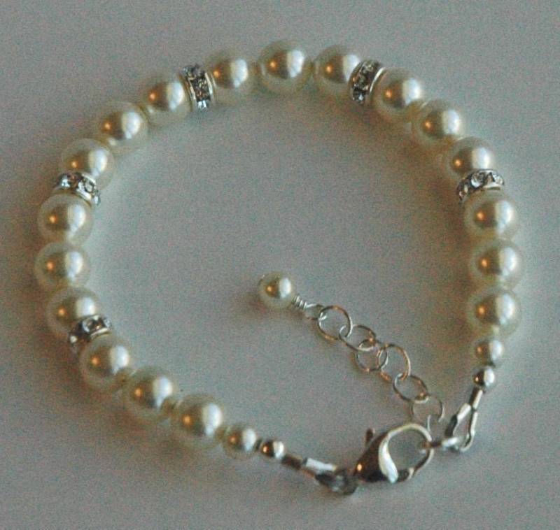 Kinder Prestige Perlen Und Rondelle Armband, Blumenmädchen Junior Brautjungfer Erstkommunion Taufe Perlenarmband von ymcjewelry