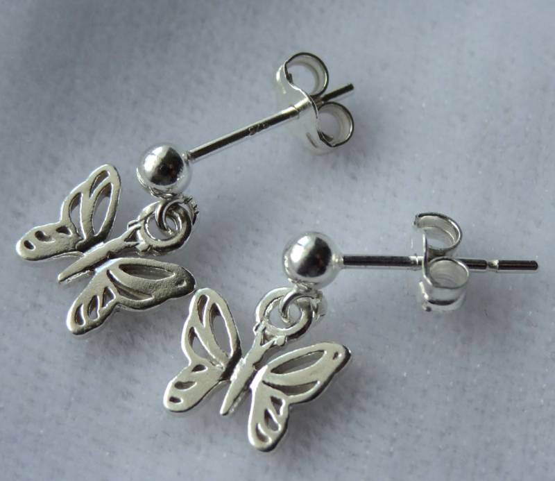 Kleine 925 Sterling Silber Schmetterling Ohrstecker, Kleine Baumelt, Schmetterling Ball Ohrstecker, Schmetterlinge Ohrringe Post von ymcjewelry