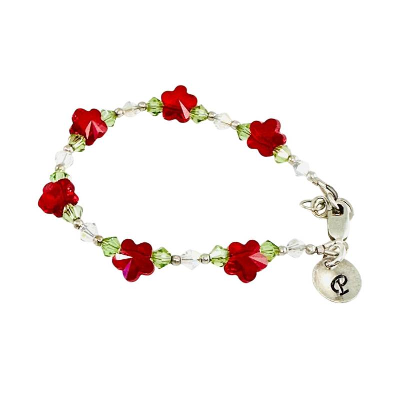 Kristall Rot Violett Rosa Blume Kind Armband, Kleine Mädchen Armband, Kleinkind Armband, Kind Baby Armband Personalisiert von ymcjewelry