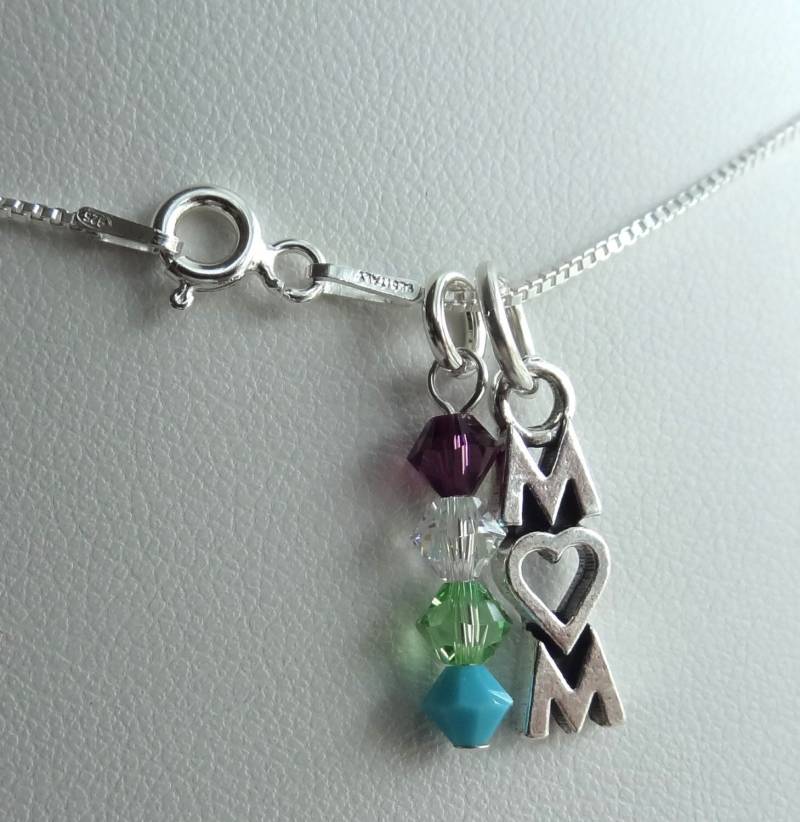 Mama Und Birthstone Anhänger Halskette, Familien Mutter Geschenk Für Tage, Zierliche Layered Halskette von ymcjewelry