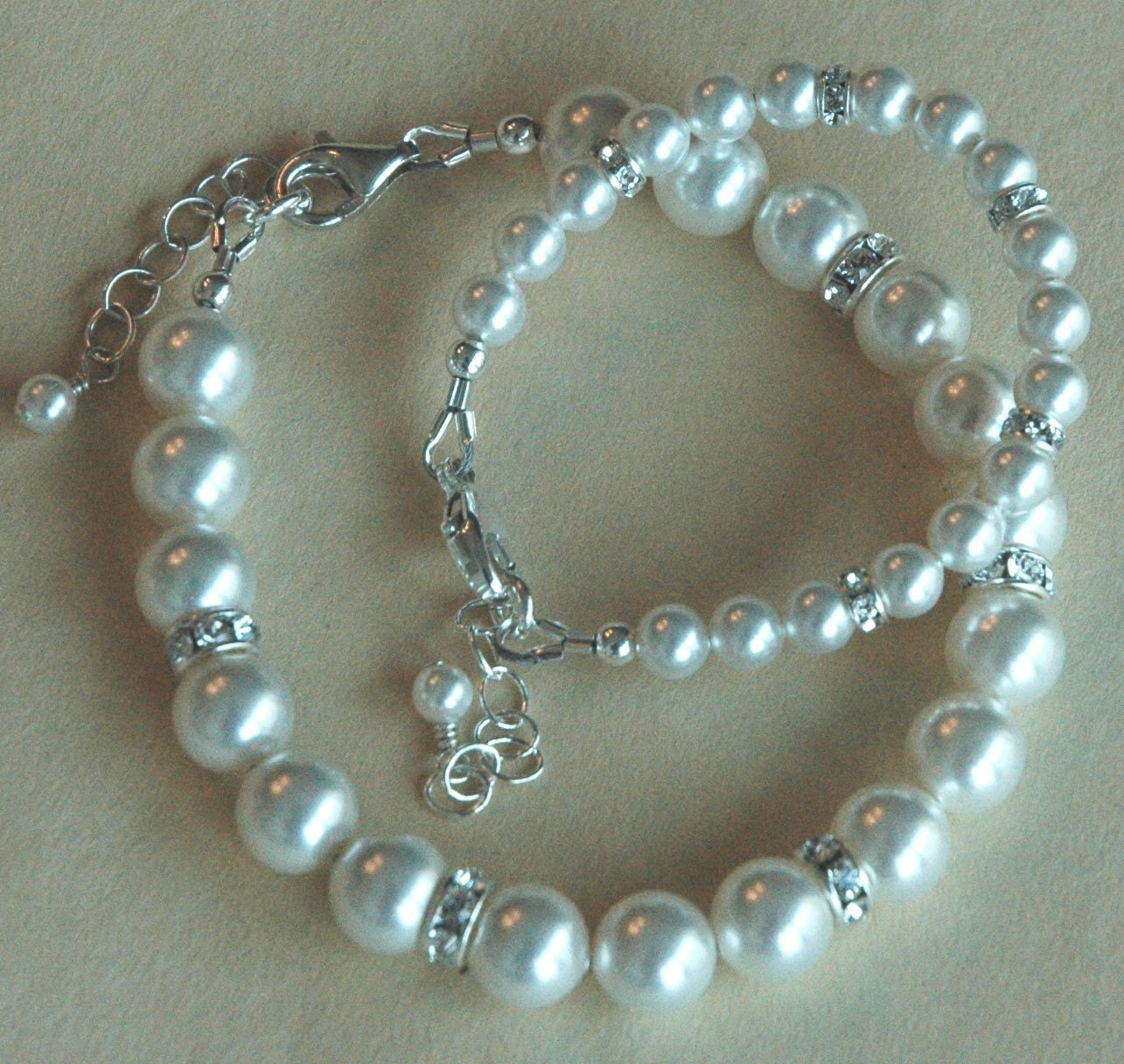 Mutter Und Tochter Kristallperlen Sterling Silber Armband, Familien Mama Baby Armbänder, Mommy & Me Schmuck von ymcjewelry