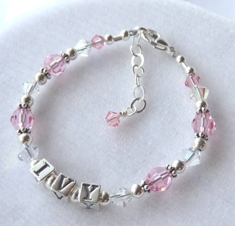 Personalisierte Birthstone Name Mädchen Armband, Birthstone Armband, Taufe Namen Armband, Baby Armband Mädchen, Kleine Schmuck von ymcjewelry