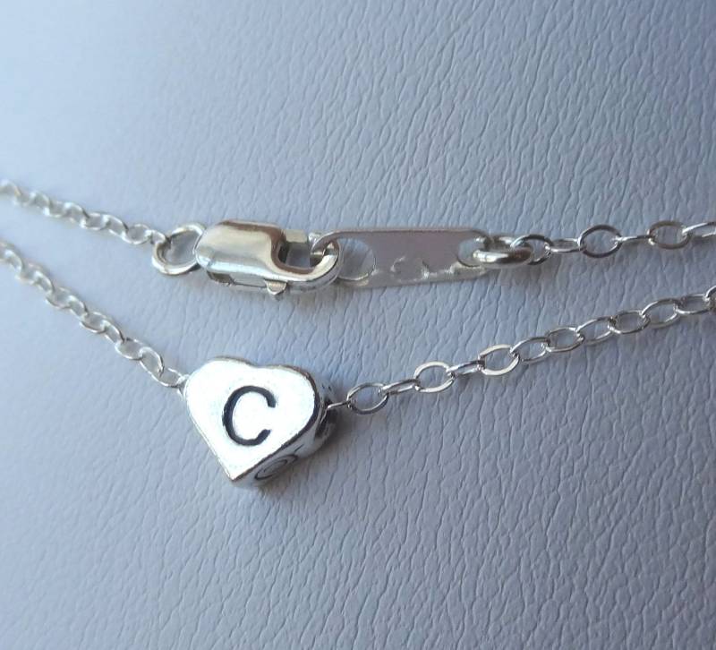 Silber Erste Herz Halskette, Personalisierte Monogramm Halskette Für Kinder, Zierliche Ursprüngliche Mutter von ymcjewelry