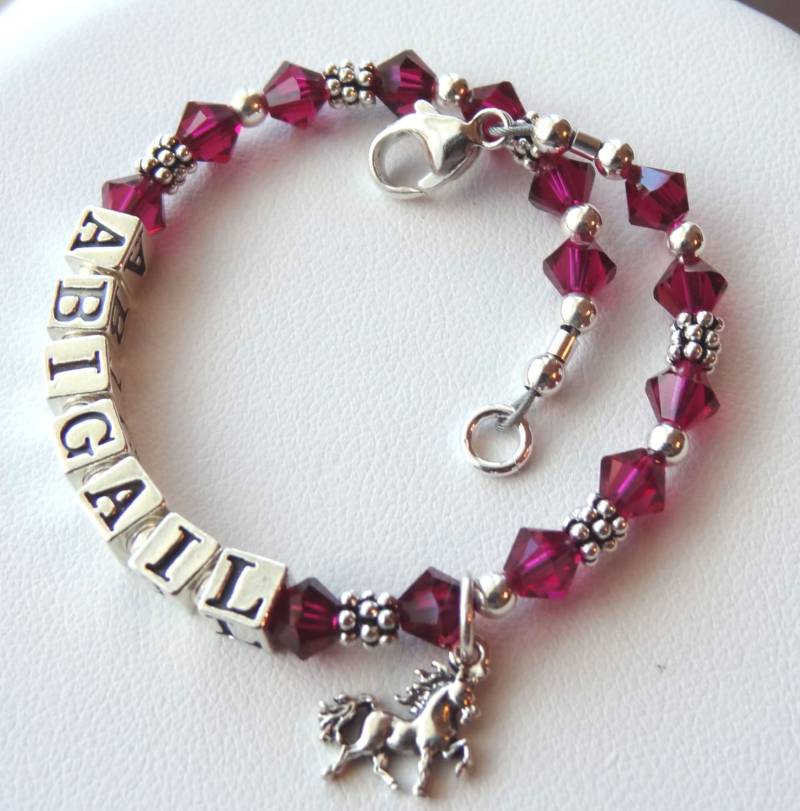 Silber Personalisiert Birthstone Armband, Birthstone Armband, Namen Armband, Baby Mädchen Name Armband, Blumenmädchen Armband, Taufe Armband von ymcjewelry