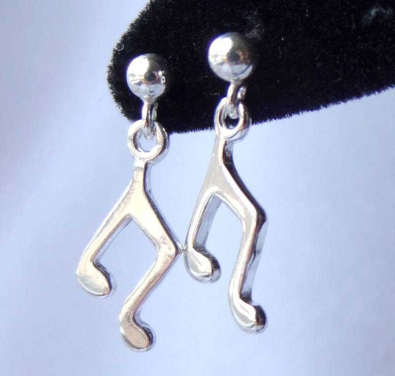 Sterling Silber Musiknoten Ohrringe, Kleine Notizen Baumelt, Ball Stud, Musik Post Blumenmädchen Ohrringe von ymcjewelry