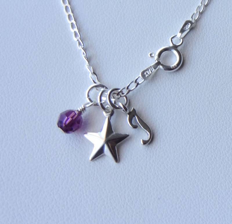 Sterling Silber Personalisierte Stern Halskette, Birthstone Erste Brautjungfer Geschenk, Neue Mutter Mutter, Blumenmädchen von ymcjewelry