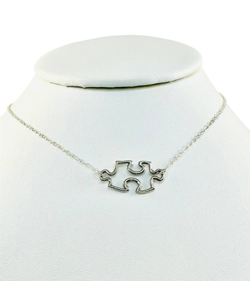 Sterling Silber Puzzle Stück Link-Halskette, Schmuck, Autismus Halskette, Bewusstsein von ymcjewelry