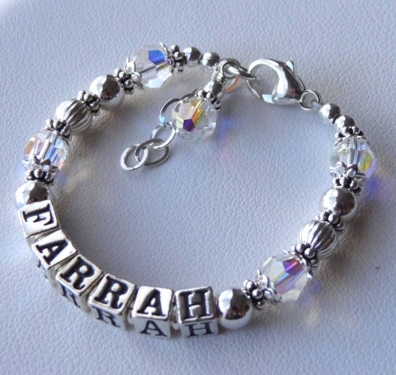 sterling Birthstone Name Personalisierte Kinder Armband, Baby Armband, Erste Kommunion Bestätigung Taufe Armband von ymcjewelry