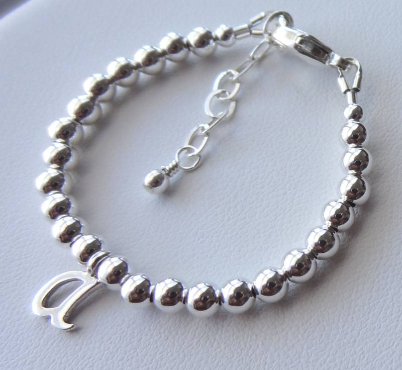 sterling Silber 4 Mm Perlen Personalisierte Armband, Taufe Kommunion Konfirmation Armband Geschenk, Blumenmädchen von ymcjewelry