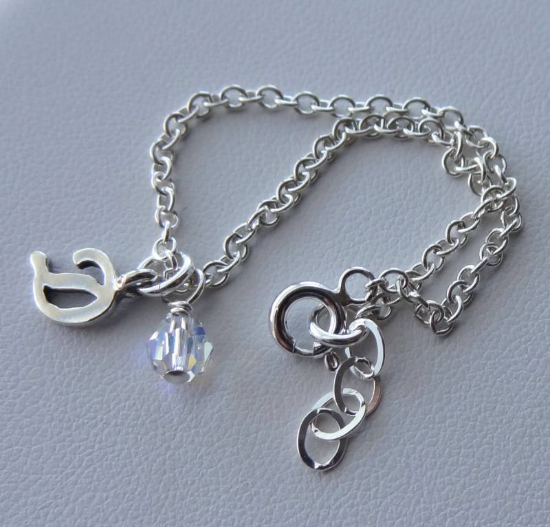 sterling Silber Anfang Birthstone Mädchen Armband, Personalisierte Kleine Kette Blumen Baby Kleinkind Armband von ymcjewelry