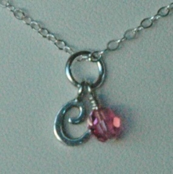 sterling Silber Benutzerdefinierte Monogramm Baby Birthstone Anfang Halskette, Erste Kleinkind, Säugling Mädchen Geschenk von ymcjewelry