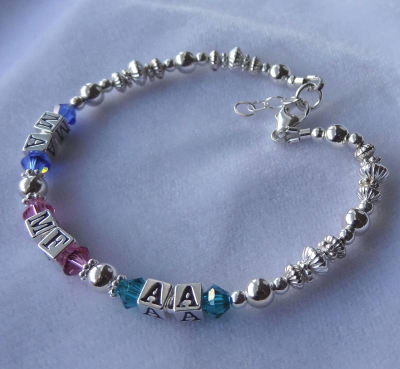 sterling Silber Familie Birthstone Kristall Armband, Mutter Nana Großmutter Oma Mom Geschenk Zum Muttertag von ymcjewelry