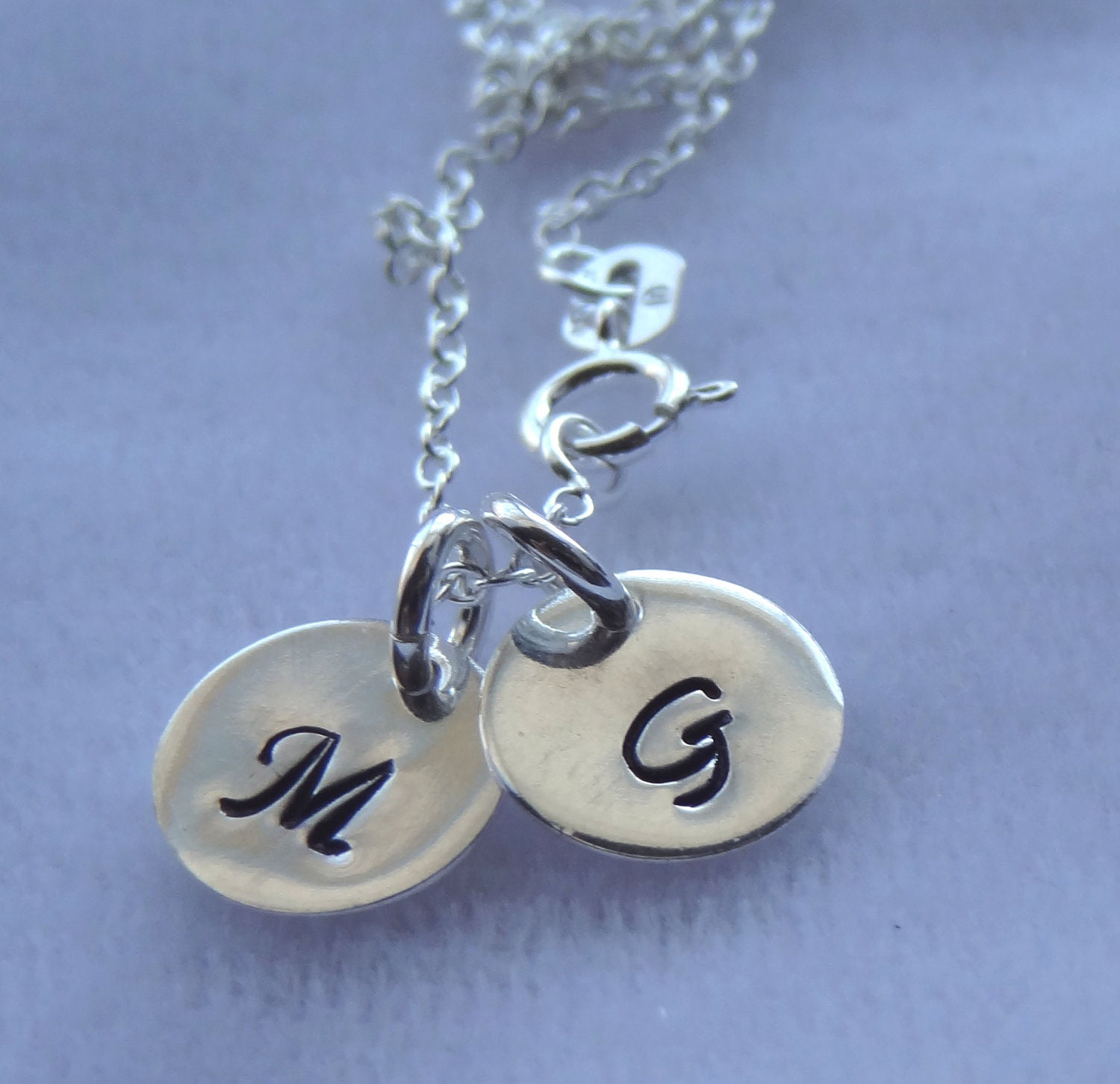 sterling Silber Halskette Gestempelt, Individuell Gravierte Halskette, Monogramm von ymcjewelry