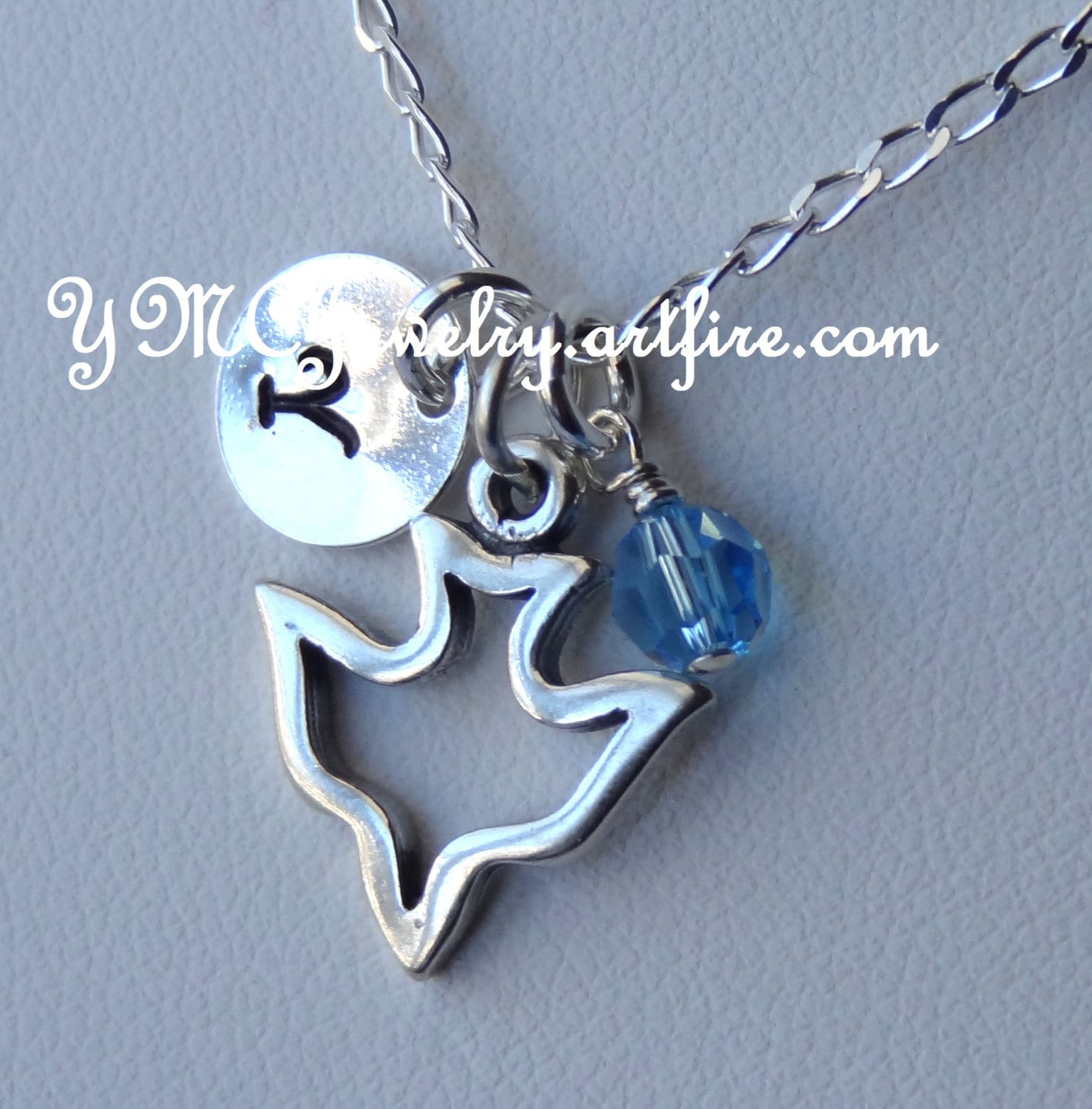 sterling Silber Heiliger Geist Halskette, Anfangsbuchstaben Erstkommunion Konfirmation Sponser Geschenk, Halskette von ymcjewelry