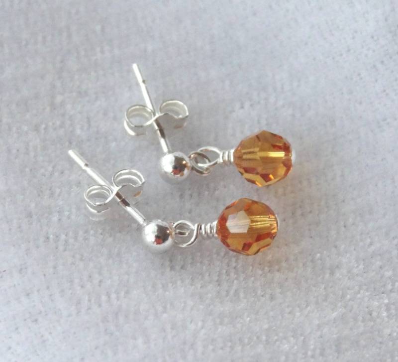 sterling Silber 6 Mm Kristall Birthstone Kinder Ohrringe, Blumen Mädchen Kleine Ohrstecker Post von ymcjewelry