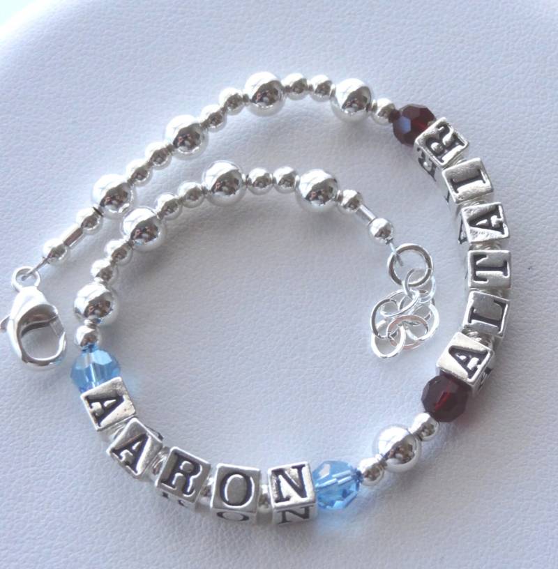 sterling Silber Mutter Armband, Zwei 2 Kinder Namen Armband Geschenk Für Großmutter Nanny Mimi Gigi von ymcjewelry
