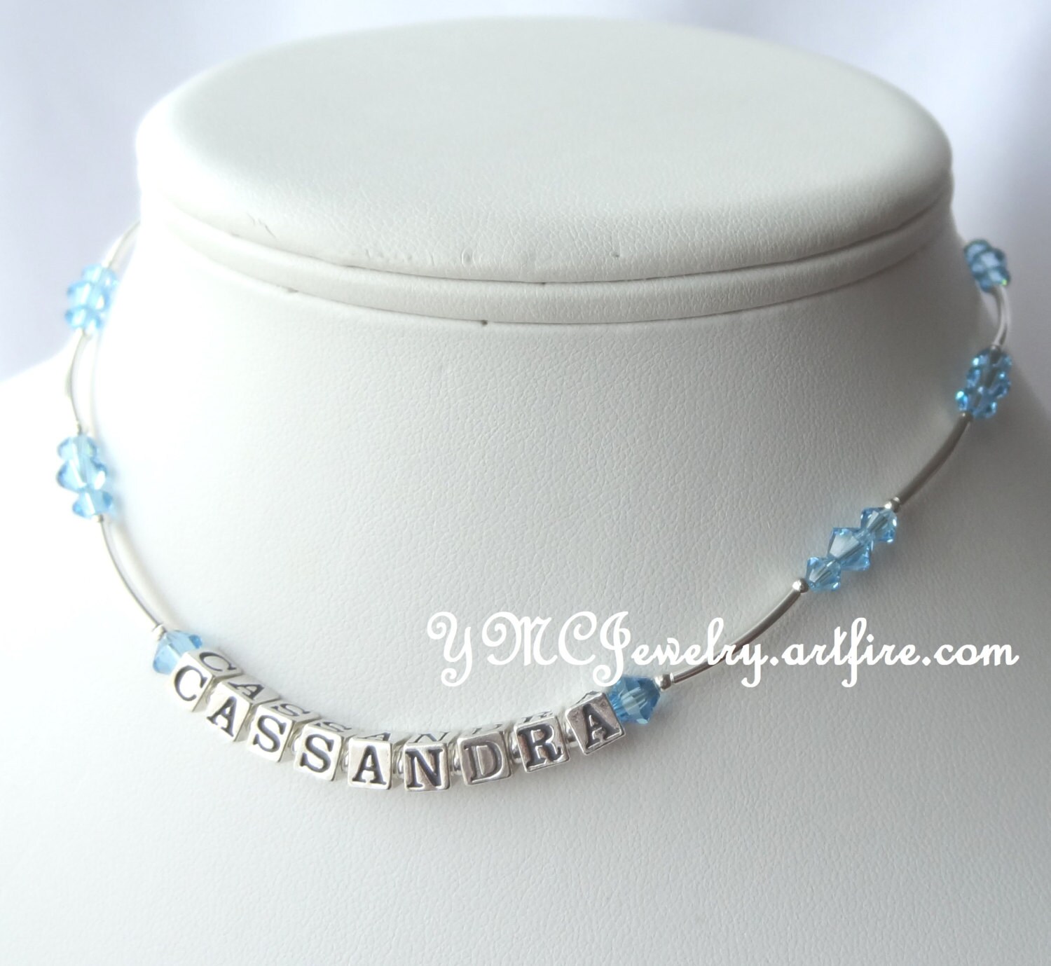 sterling Silber Personalisierte Birthstone Namen Halskette, Blumenmädchen Erste Halskette von ymcjewelry