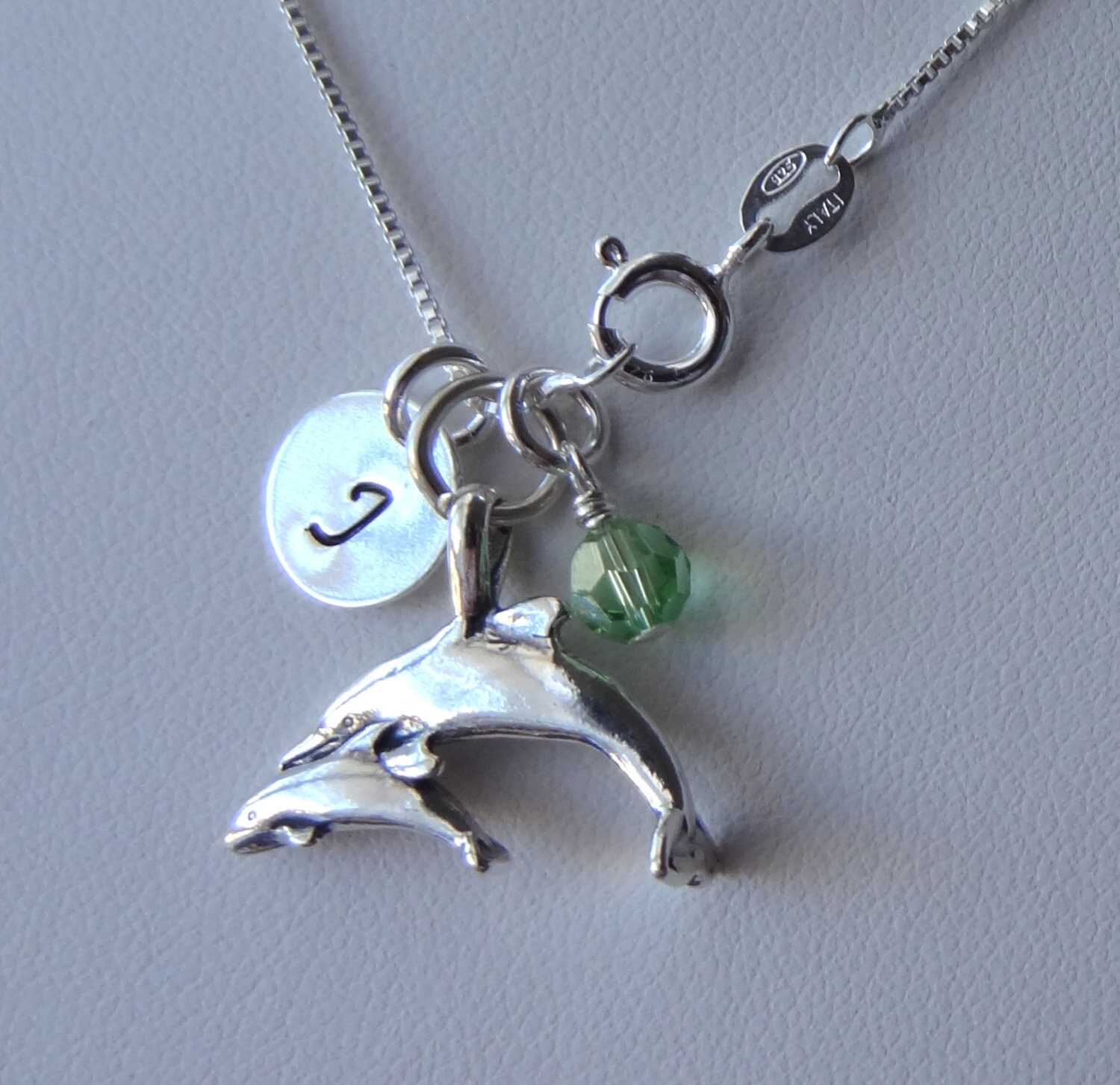 sterling Silber Personalisierte Delfin Mit Kalb Halskette, Birthstone Erste Neue Mutter Geschenk, Halskette von ymcjewelry
