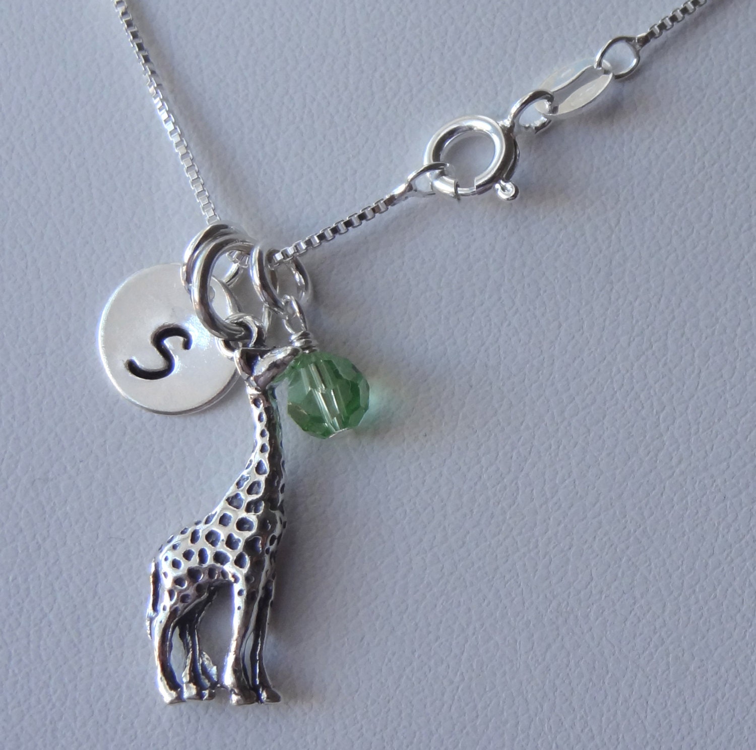 sterling Silber Personalisierte Giraffe Halskette, Geburtsstein Ursprüngliche Neue Mutter Geschenk, Animallover Halskette von ymcjewelry