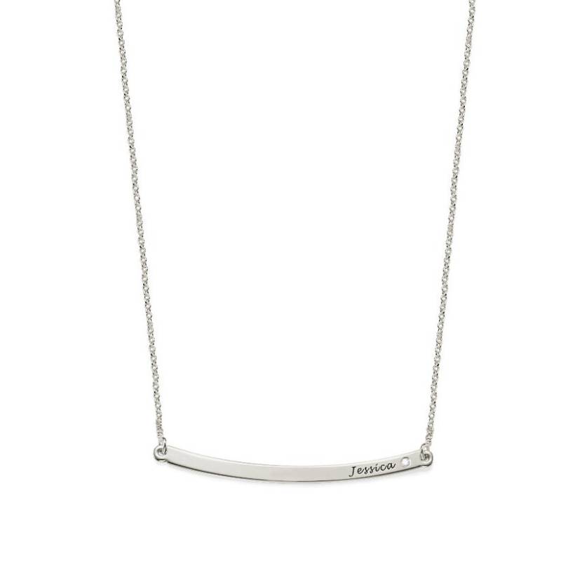 0, 03 Ct Diamanten Individuell Gravierten Namen Bar Halskette in Weissgold Rhodium Über 925 Sterling Silber - Namensschild Gravur 0, 03 Ct Diamanten Individuell Gravierten Namen Bar Halskette in Weissgold Rhodium Über 925 Sterling Silber - Namensschild Gravur von ymcjewelrycom