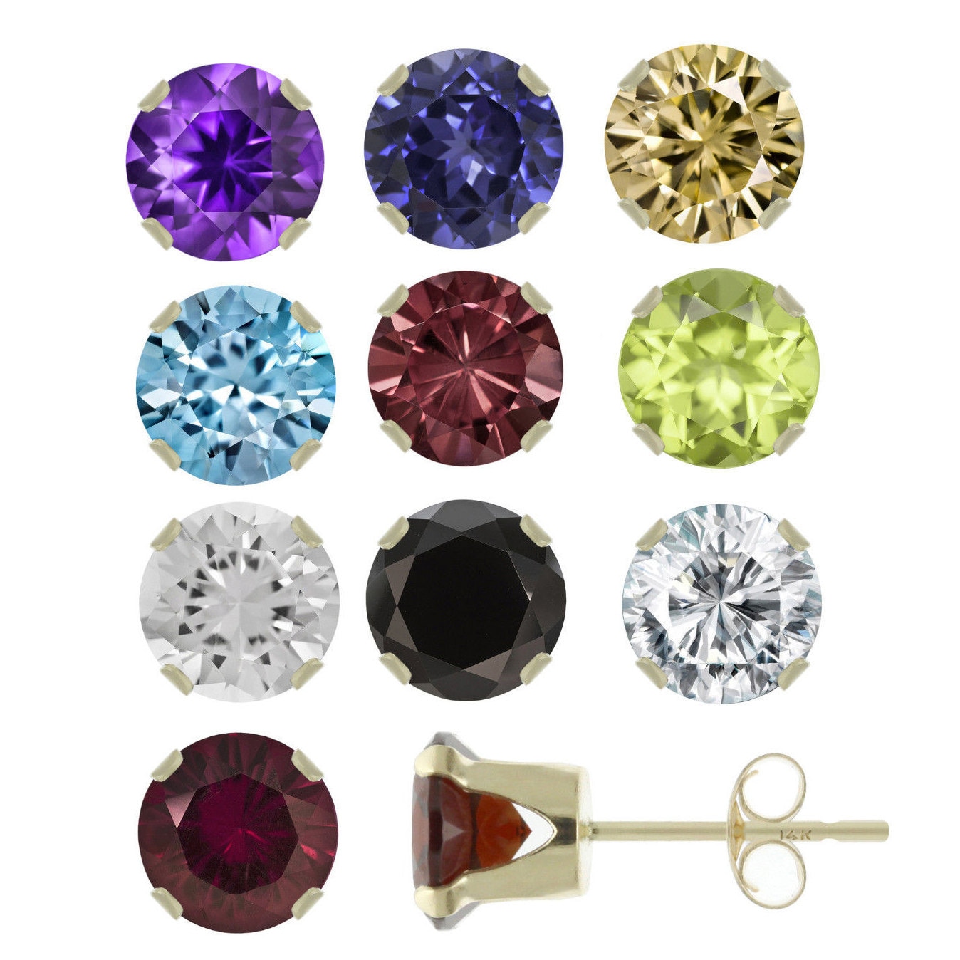 14 K Solid Gelb Gold 0, 2 Ct/3mm Natürliche Edelsteine Ohrstecker Top-Qualität von ymcjewelrycom